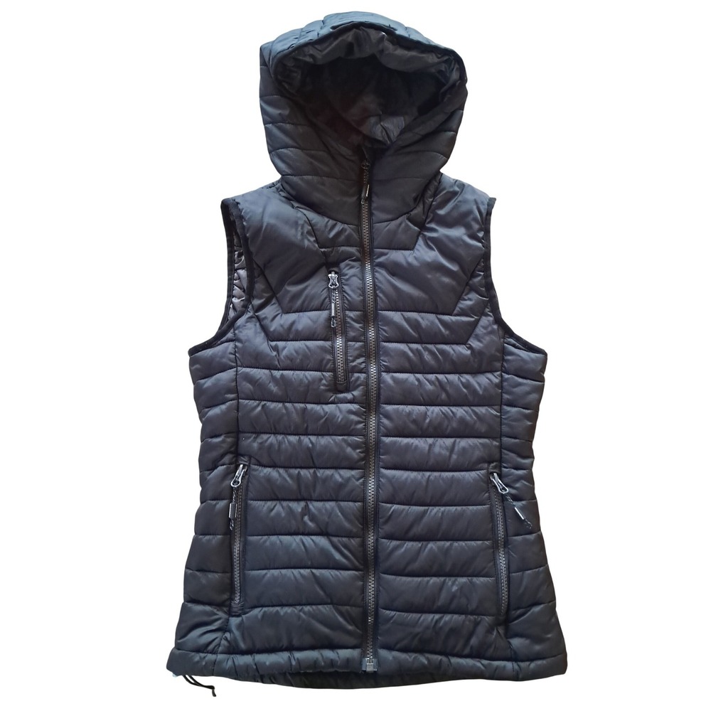 Stormtech PFV2W Womens Black Quilted Hooded Puffer Vest Lightweight Small Petite